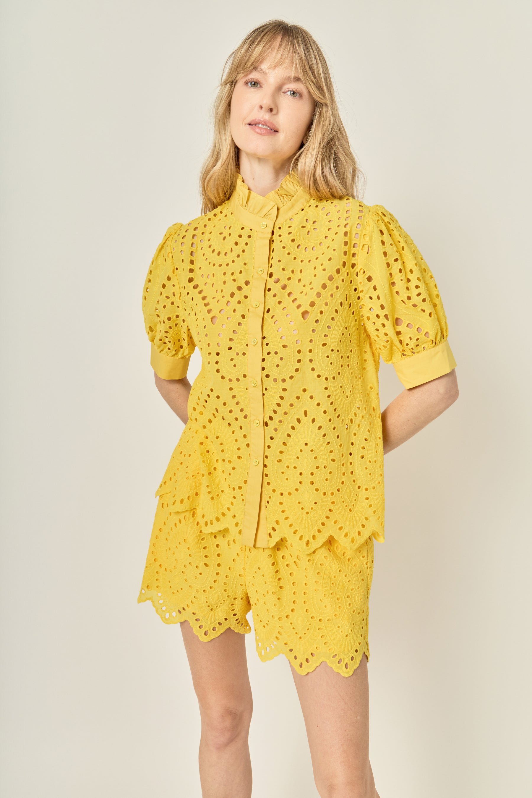 Eyelet Collared Shirt