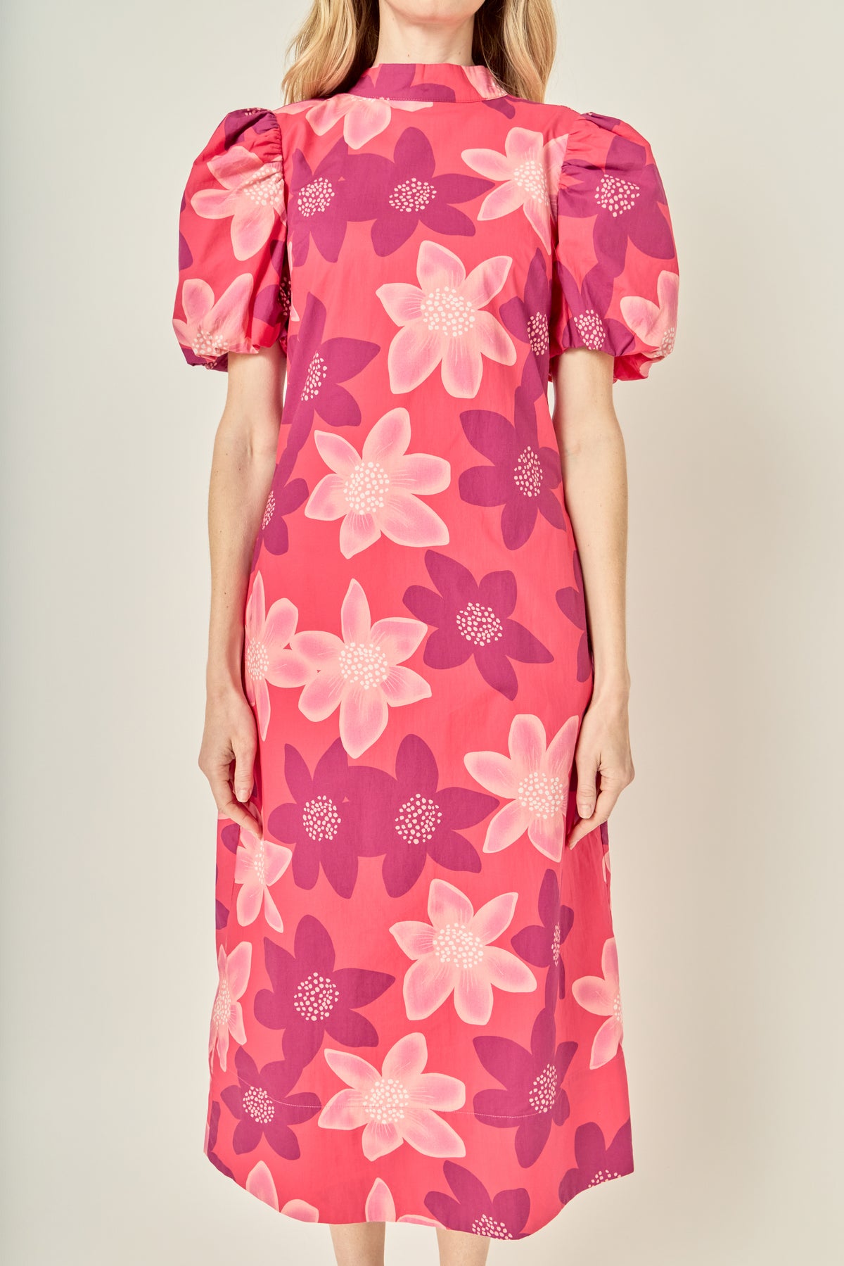 Floral Print Puff Sleeve Maxi Dress