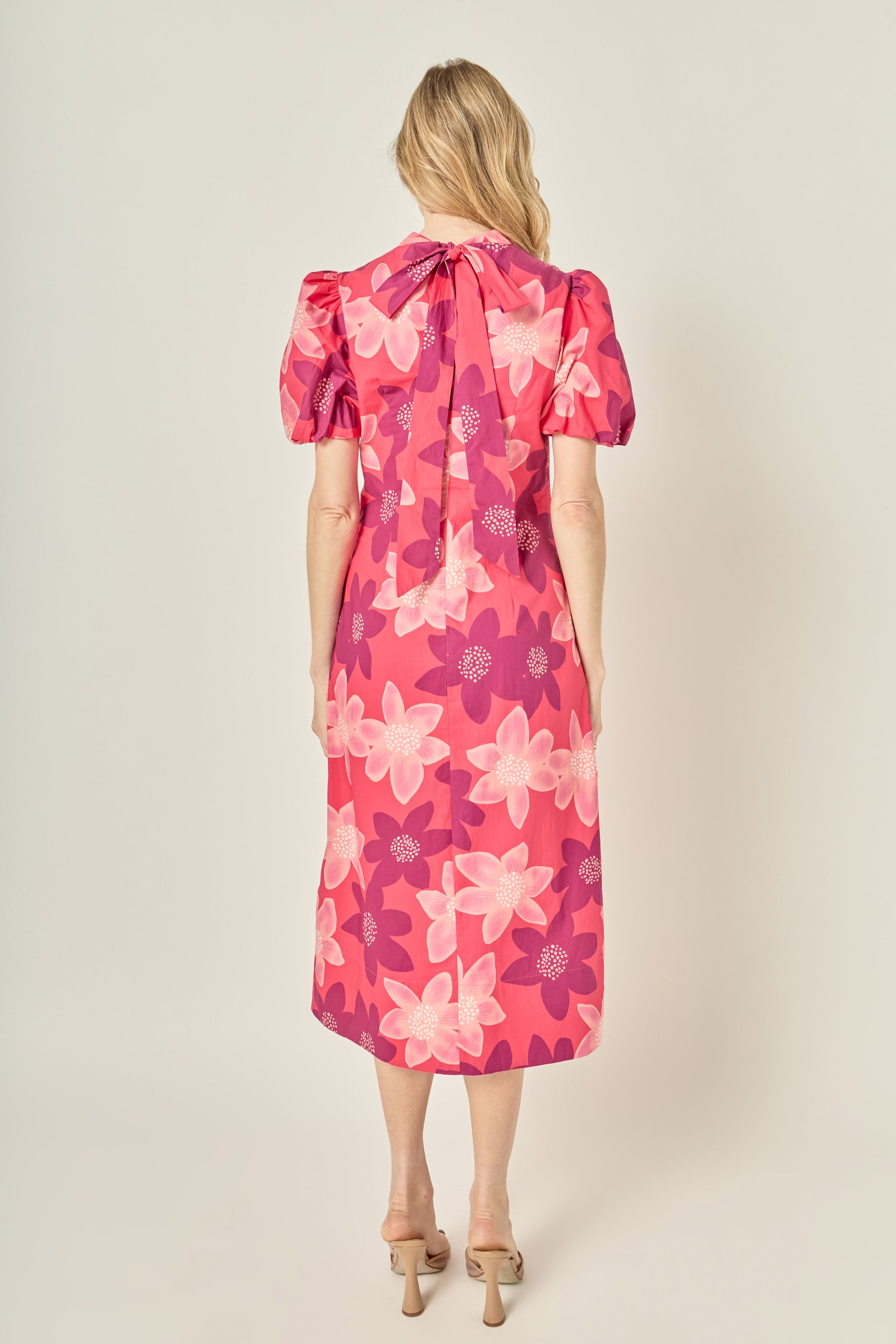 Floral Print Puff Sleeve Maxi Dress