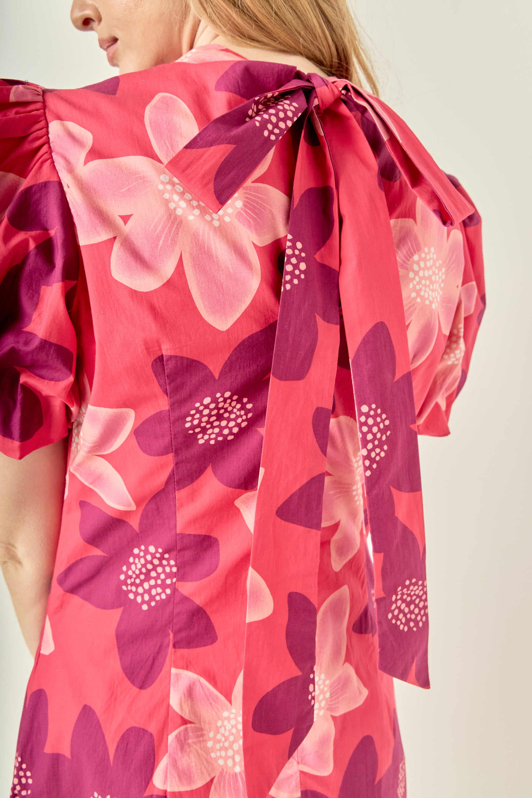 Floral Print Puff Sleeve Maxi Dress