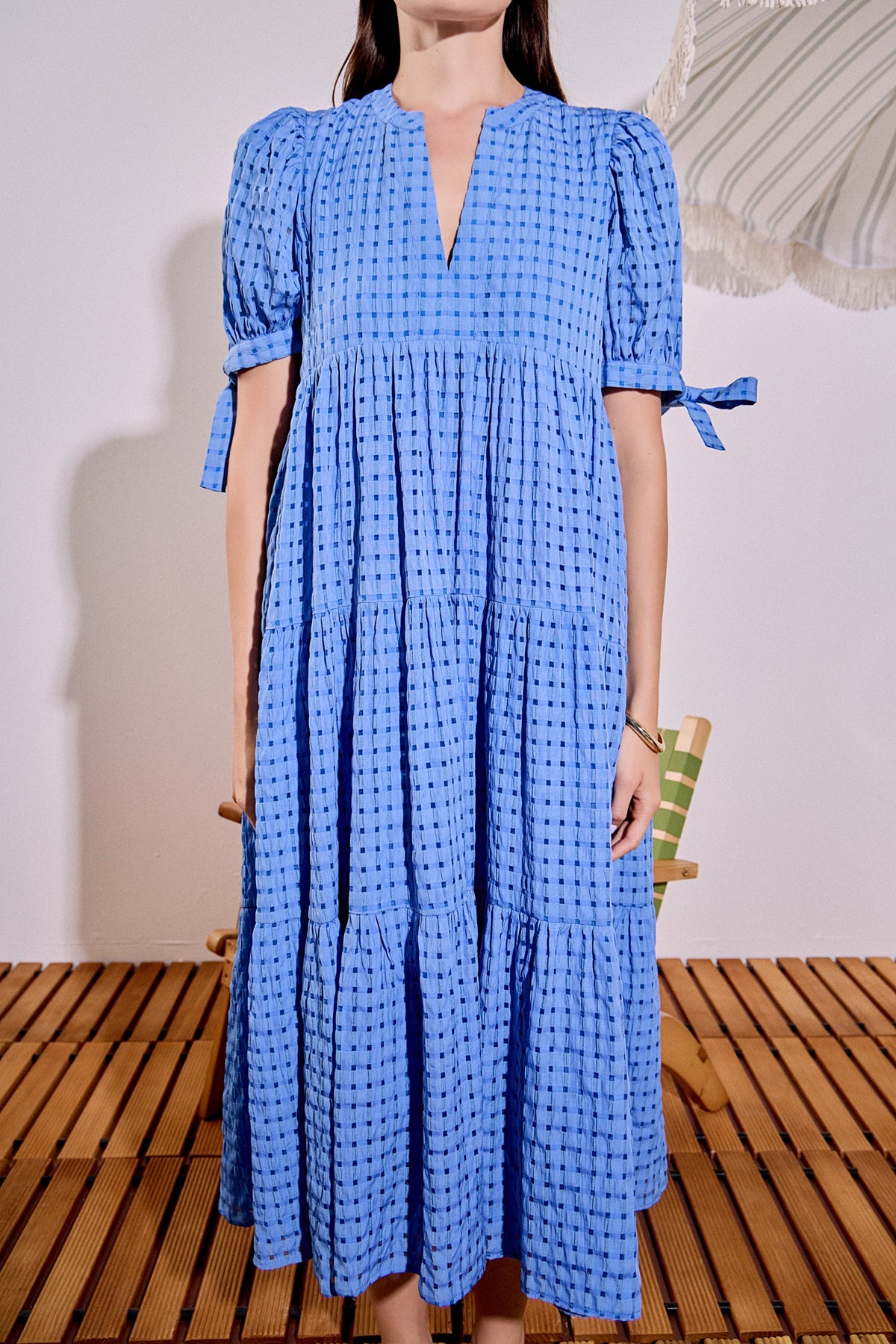 Gingham Tiered Midi Dress