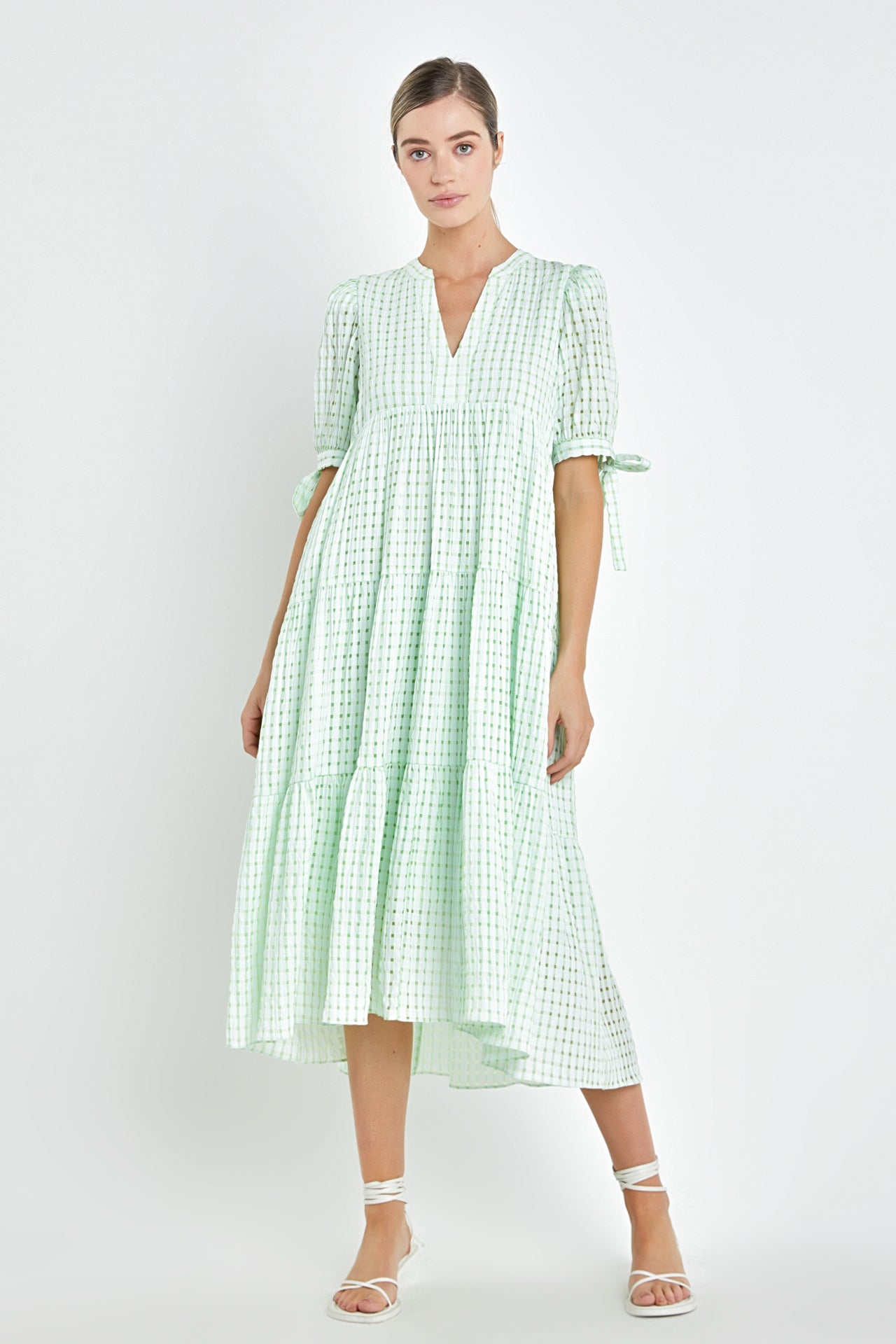 Gingham Tiered Midi Dress Gingham Tiered Midi Dress