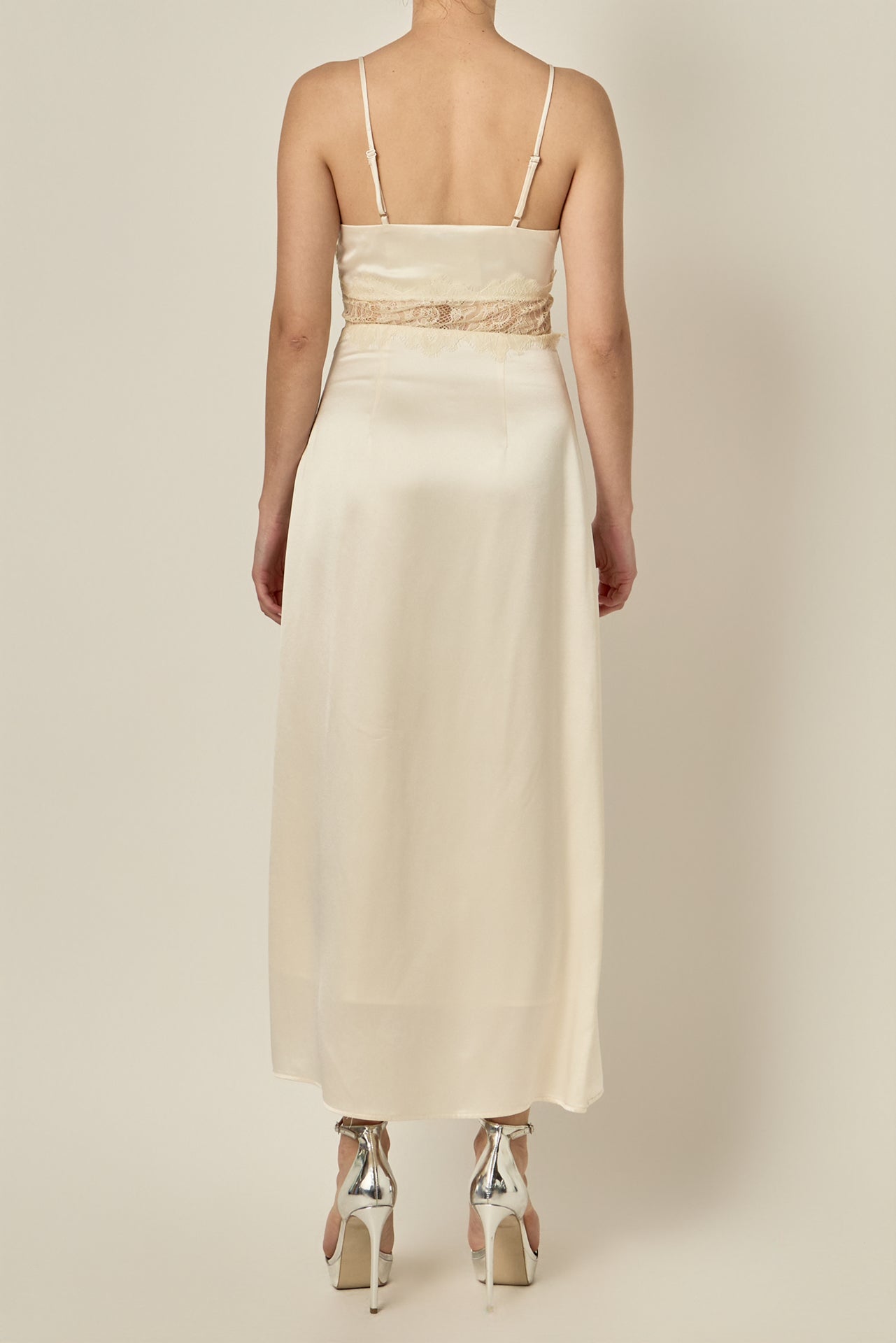 Satin Lace Midi Dress