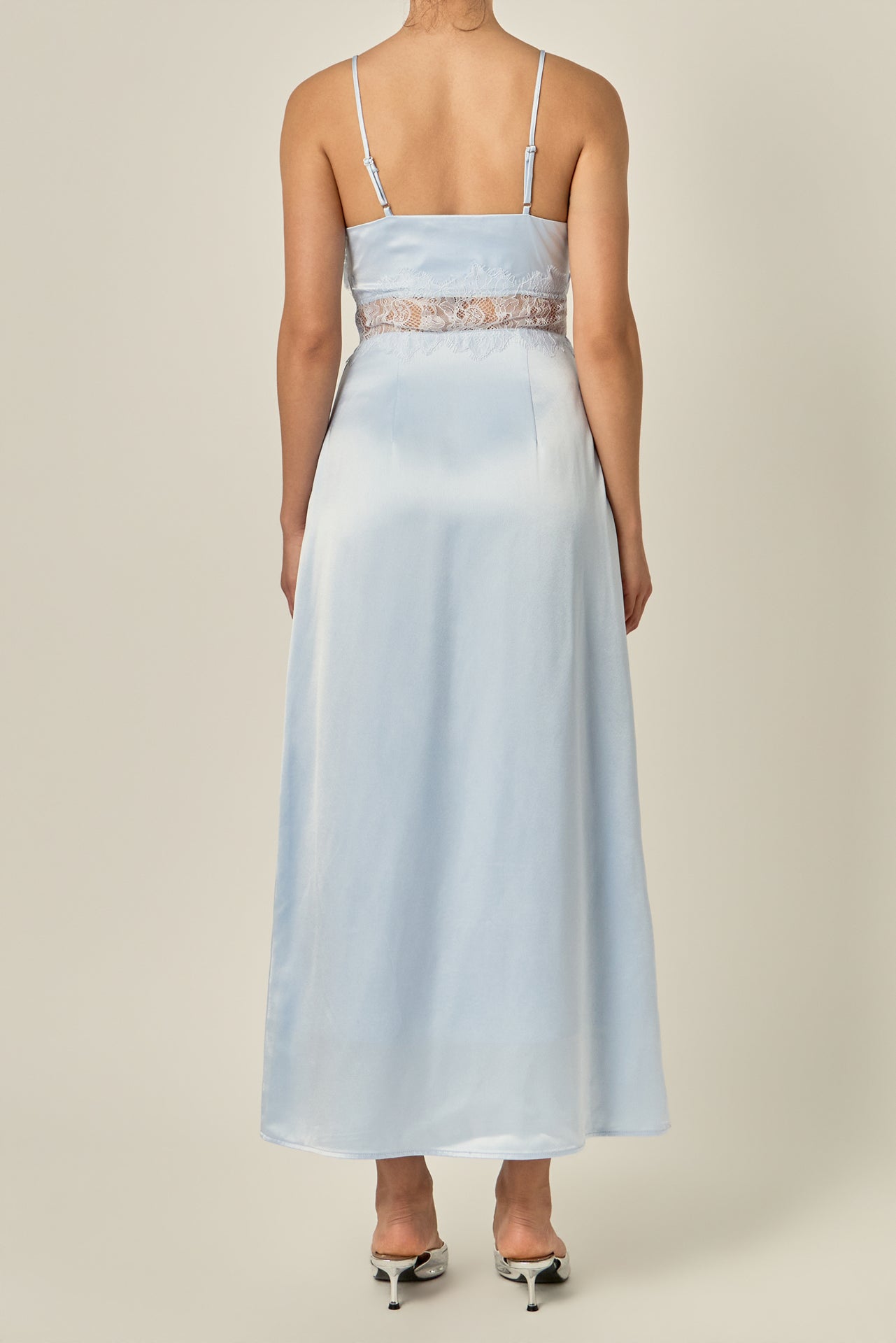 Satin Lace Midi Dress