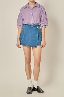Denim Wrap Mini Skirt