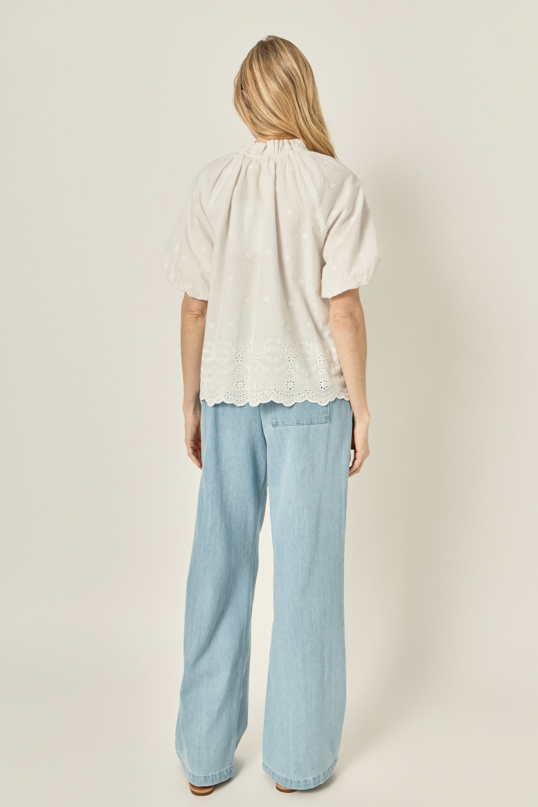 Puff Sleeve Embroidered Top