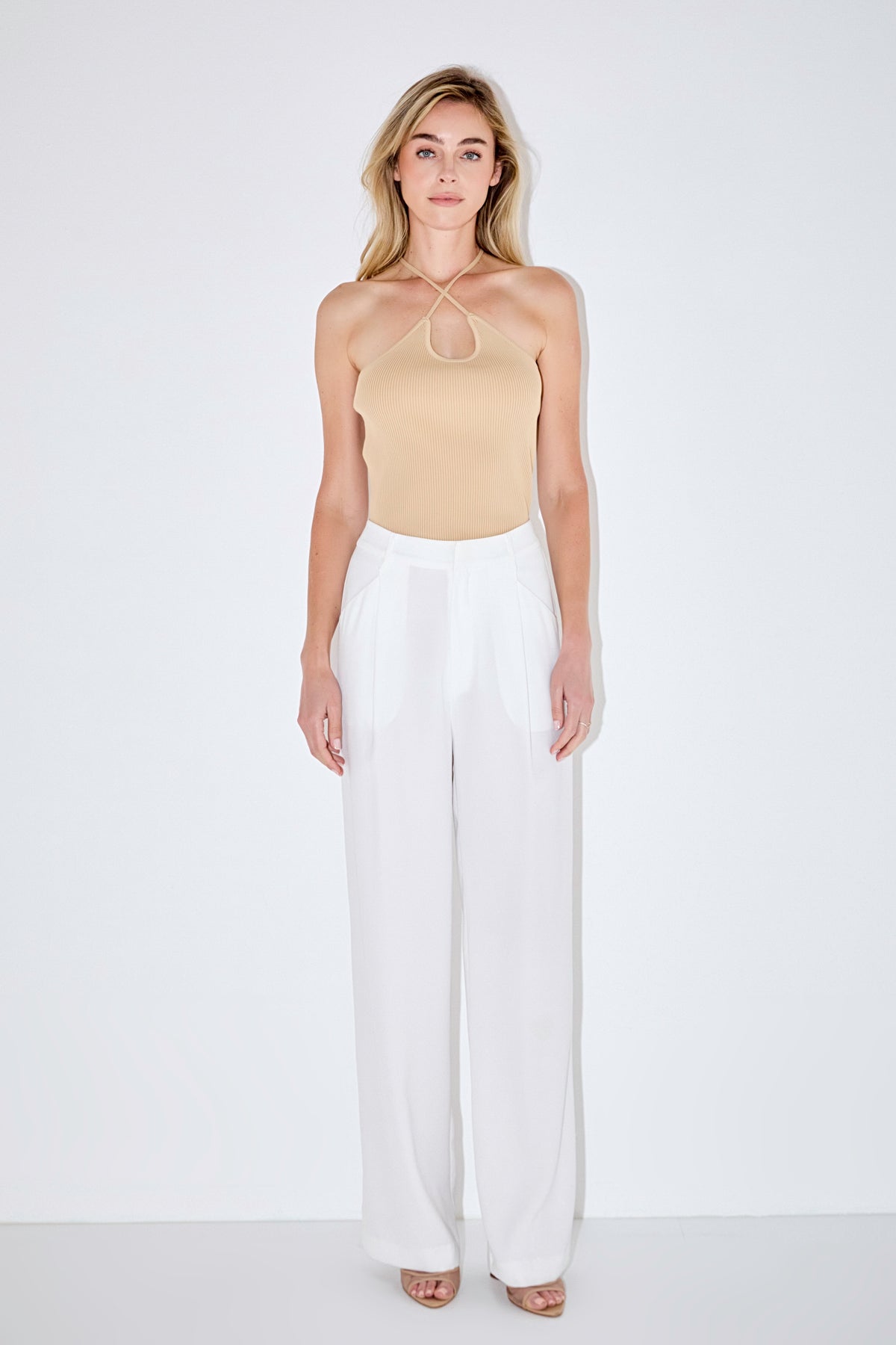 Crossover Skinny Rib Knit Top
