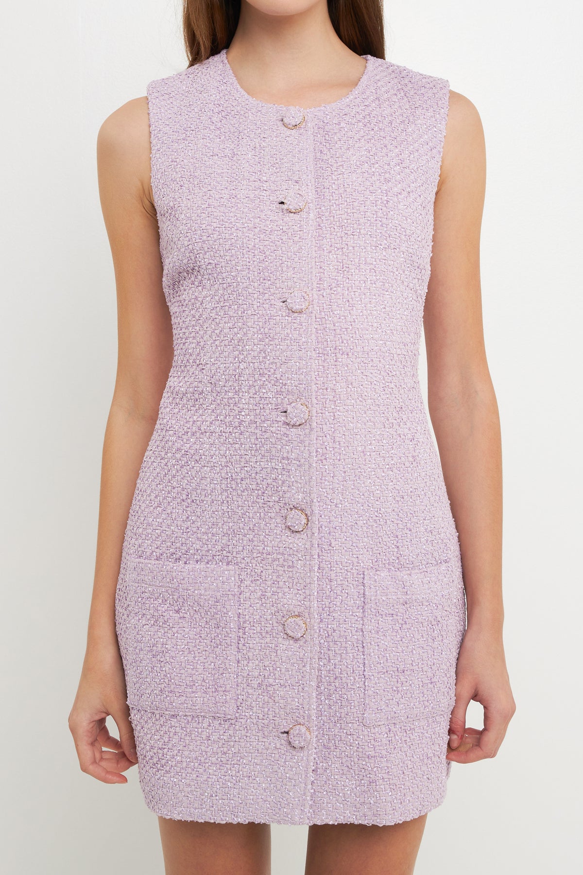 Sleeveless Tweed Mini Dress