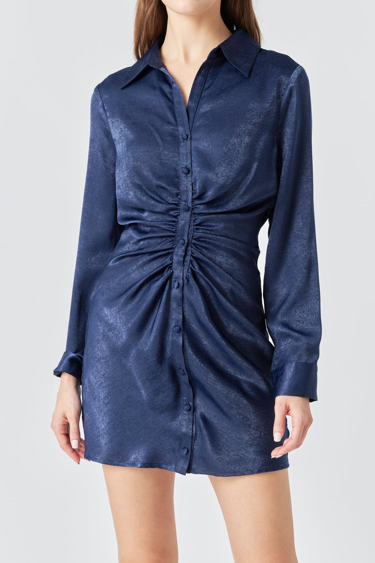 Satin Front Cinched Mini Dress