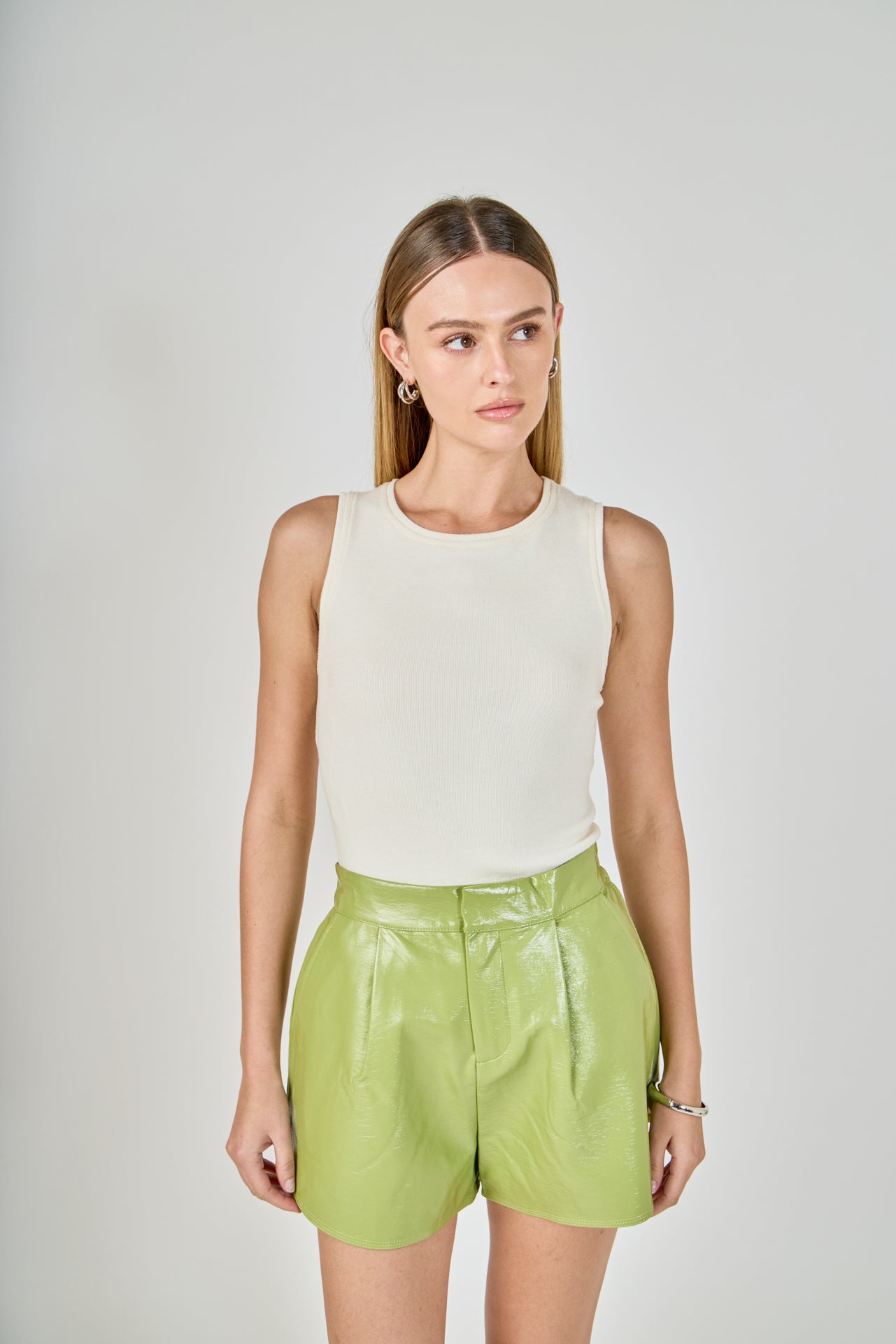 High-Waisted Faux Leather Shorts