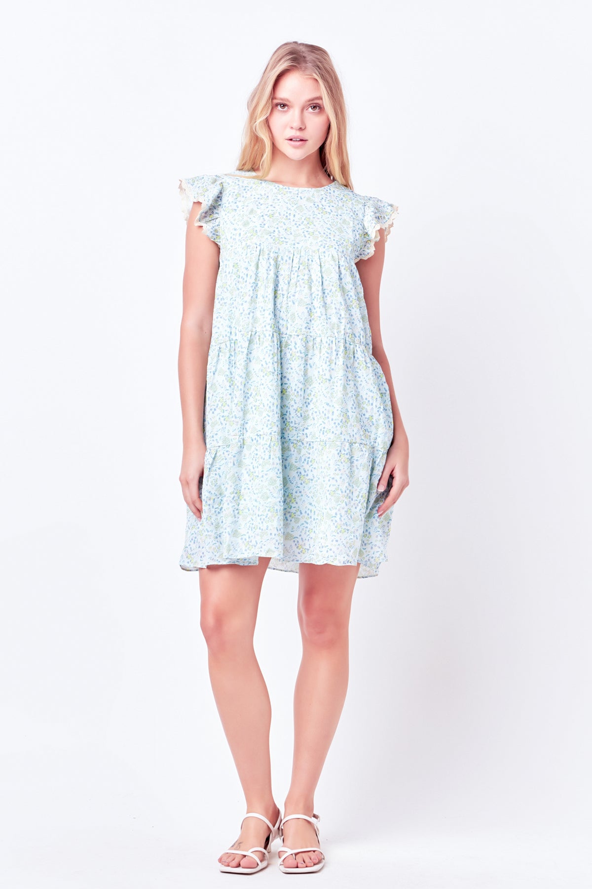 Floral Print with Embroidery Babydoll Dress