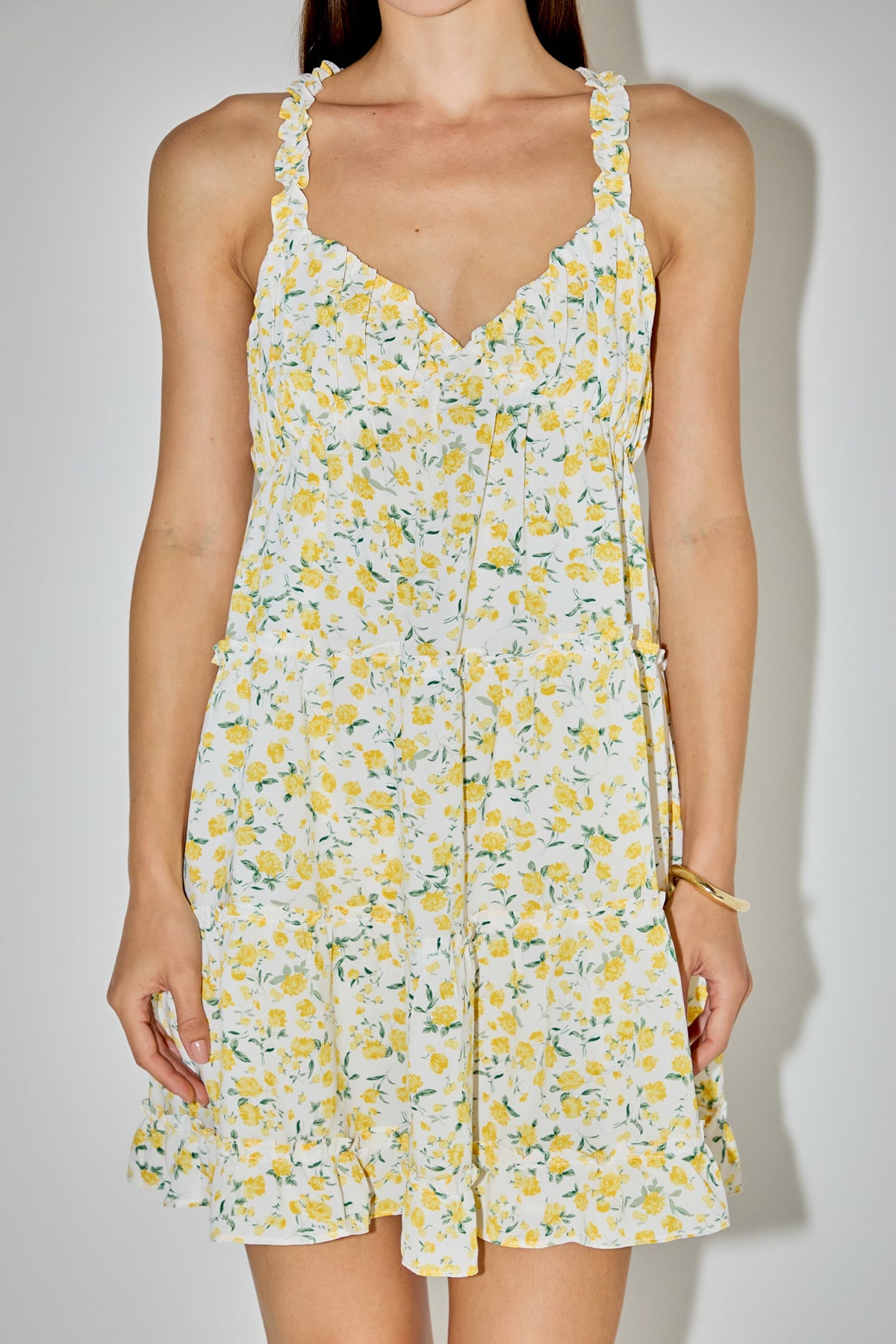 Floral Ruffle Detail Mini Dress