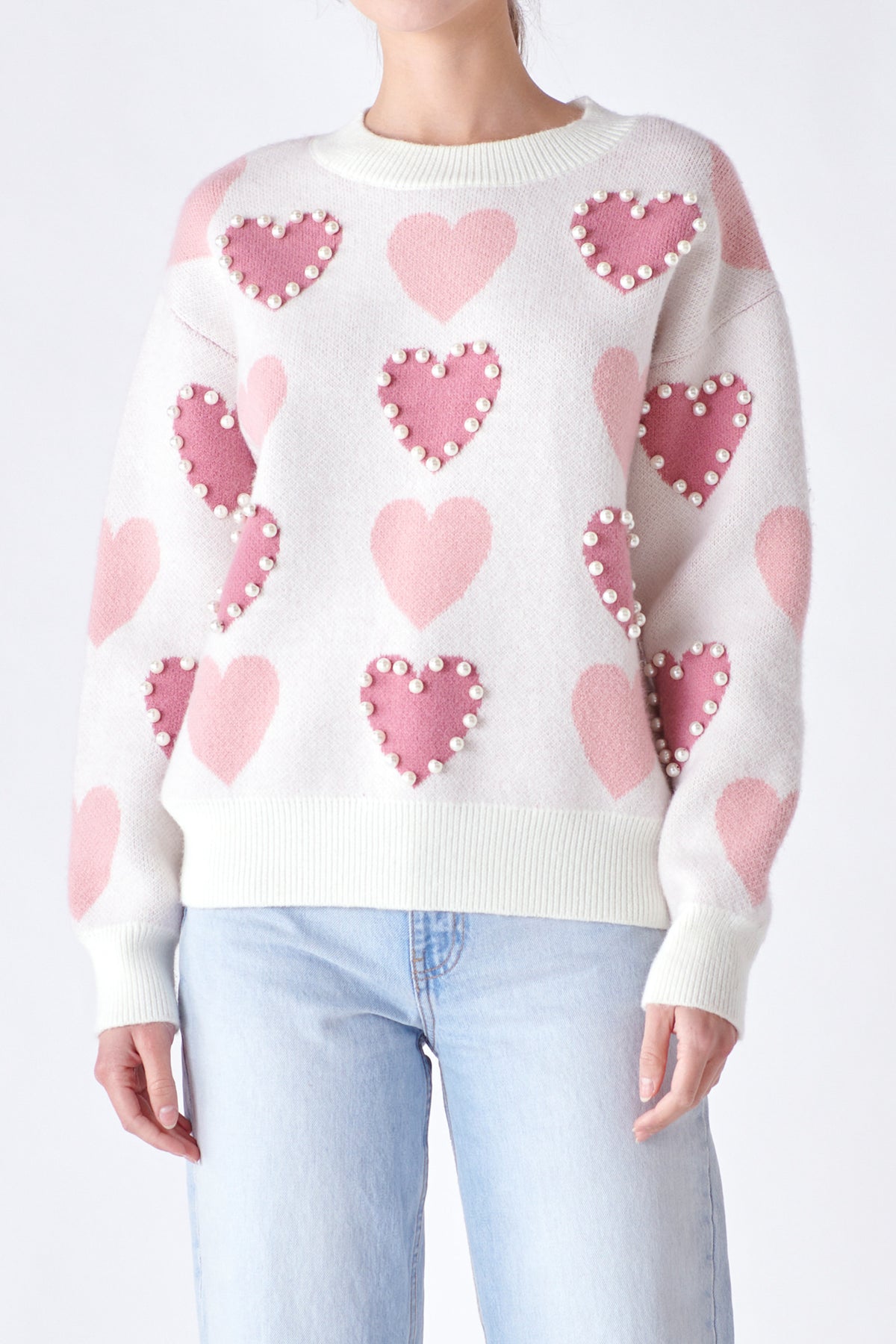 Pearl with Heart Pattern Sweater