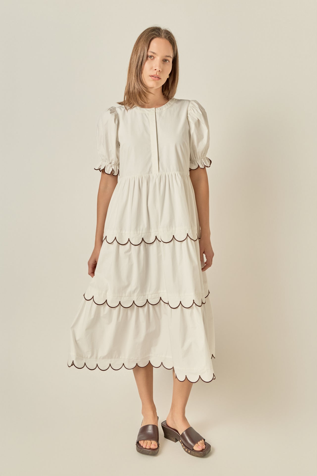 Scalloped Edge Midi Dress