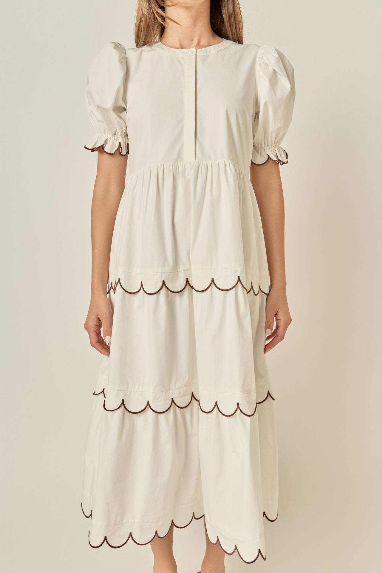 Scalloped Edge Midi Dress