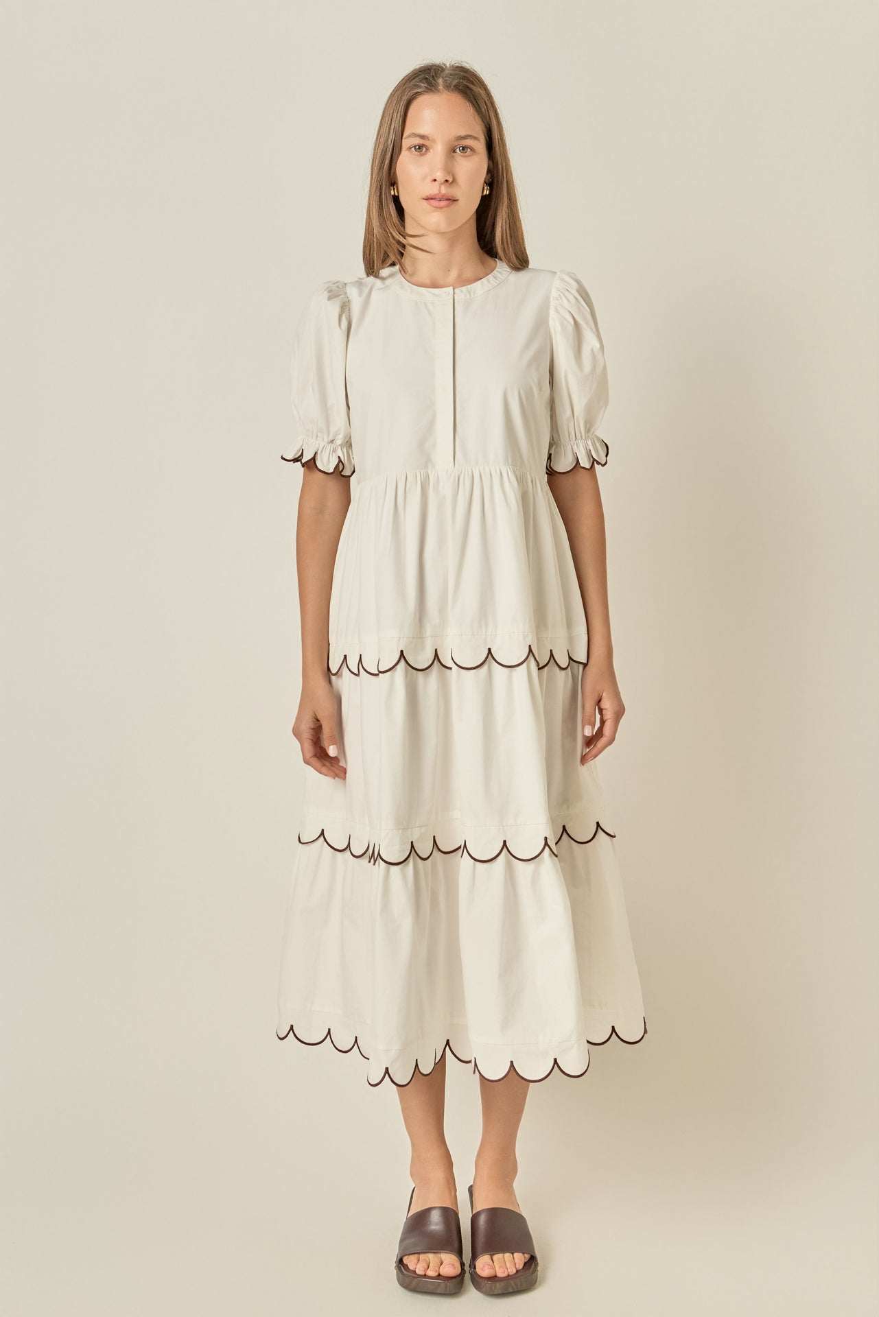Scalloped Edge Midi Dress