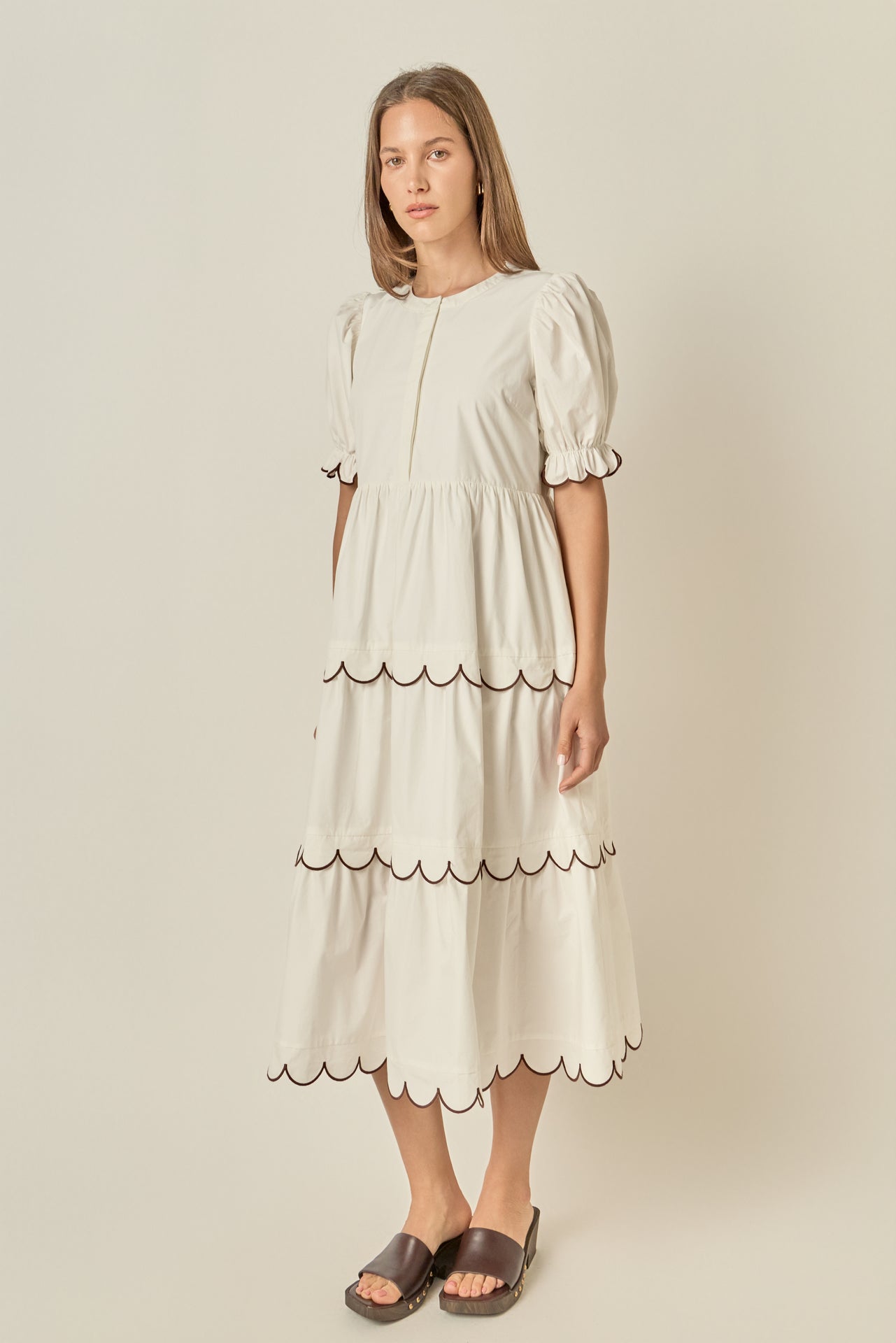 Scalloped Edge Midi Dress