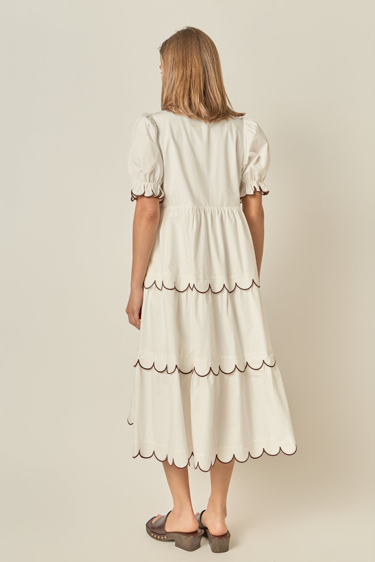 Scalloped Edge Midi Dress