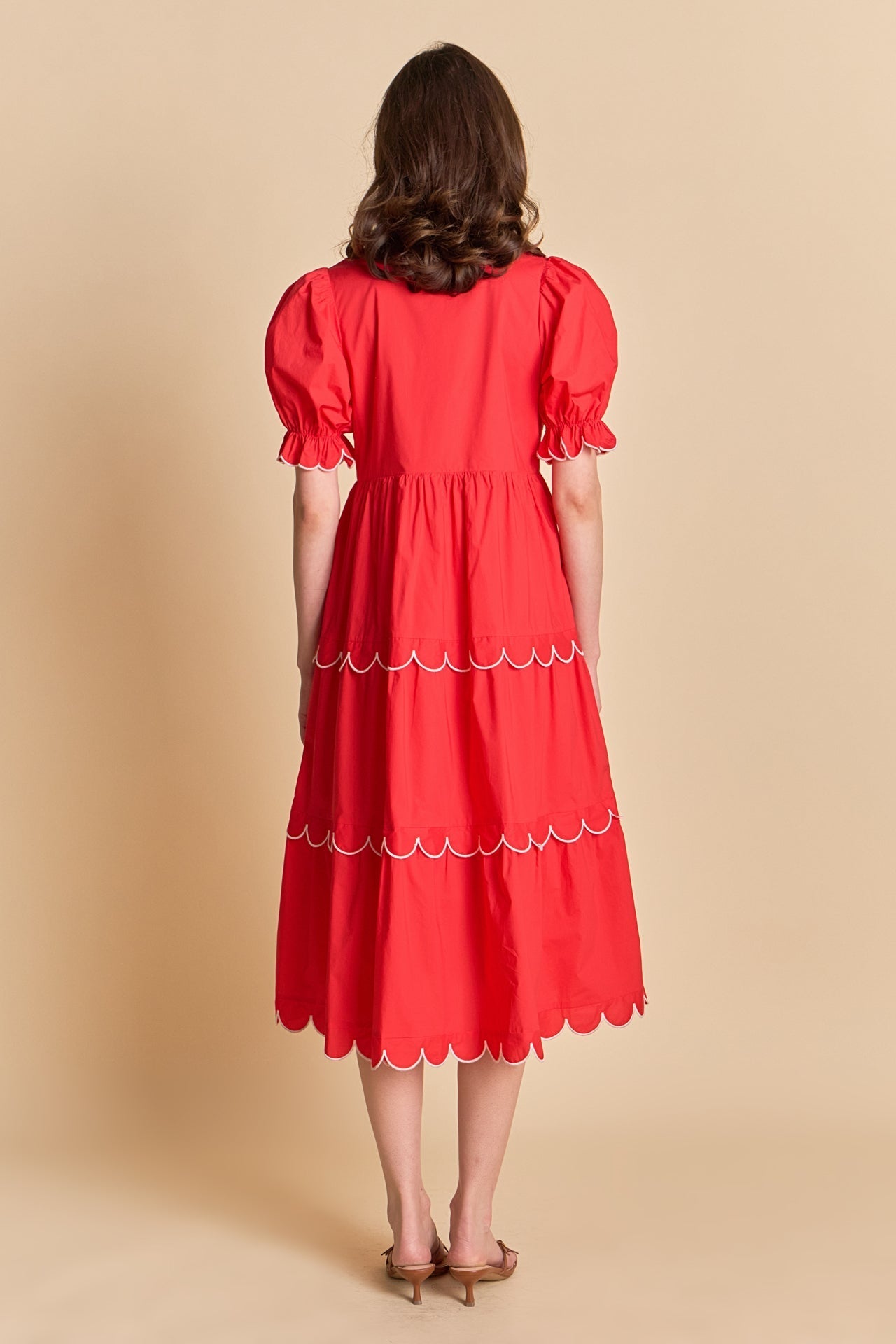 Scalloped Edge Midi Dress