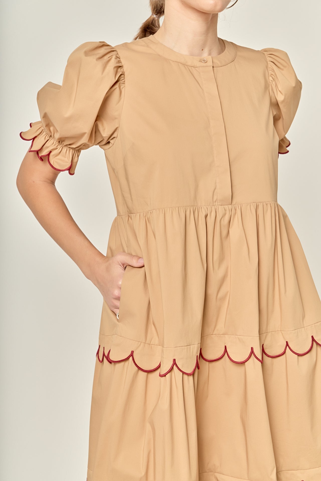 Scalloped Edge Midi Dress