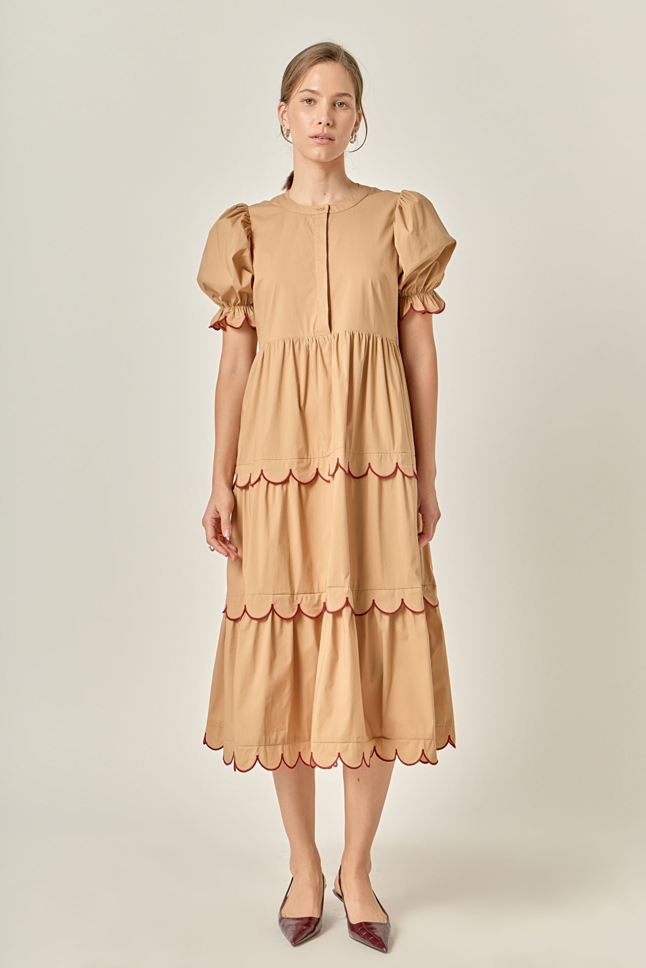 Scalloped Edge Midi Dress