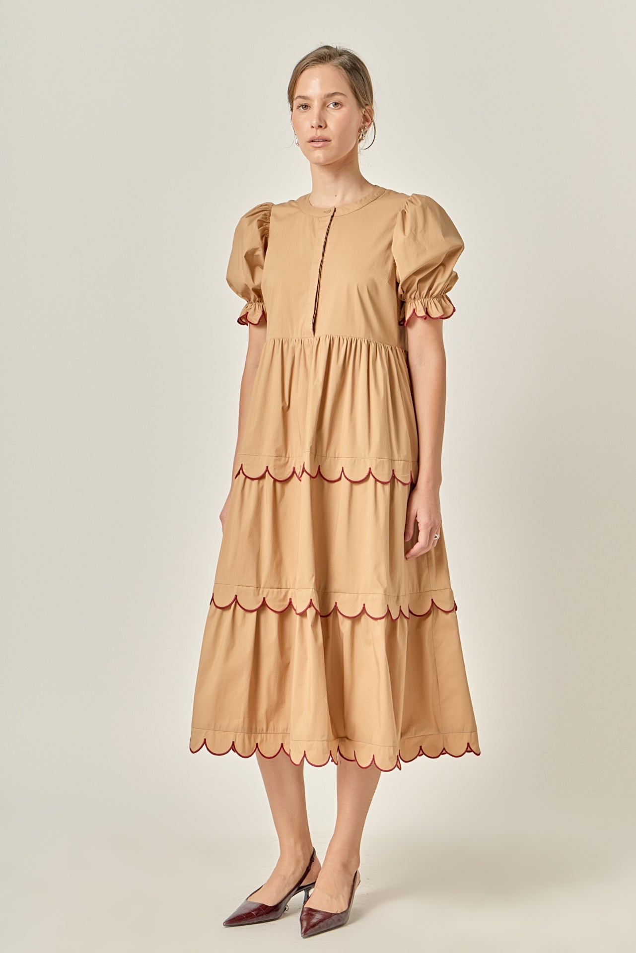 Scalloped Edge Midi Dress