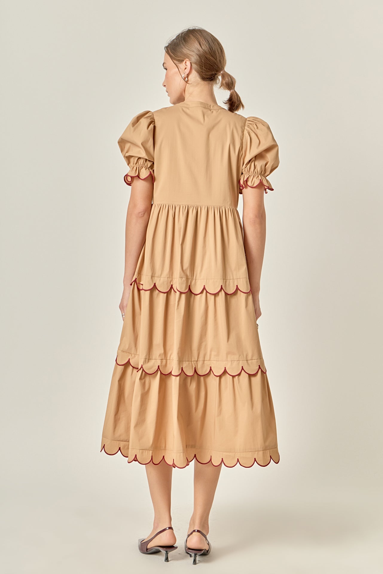 Scalloped Edge Midi Dress