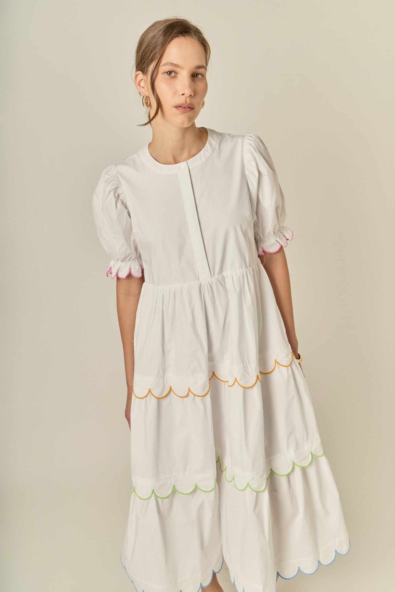 Scalloped Edge Midi Dress