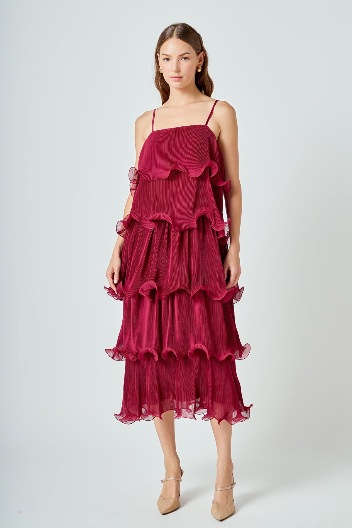 Pleated Tiered Long Dress