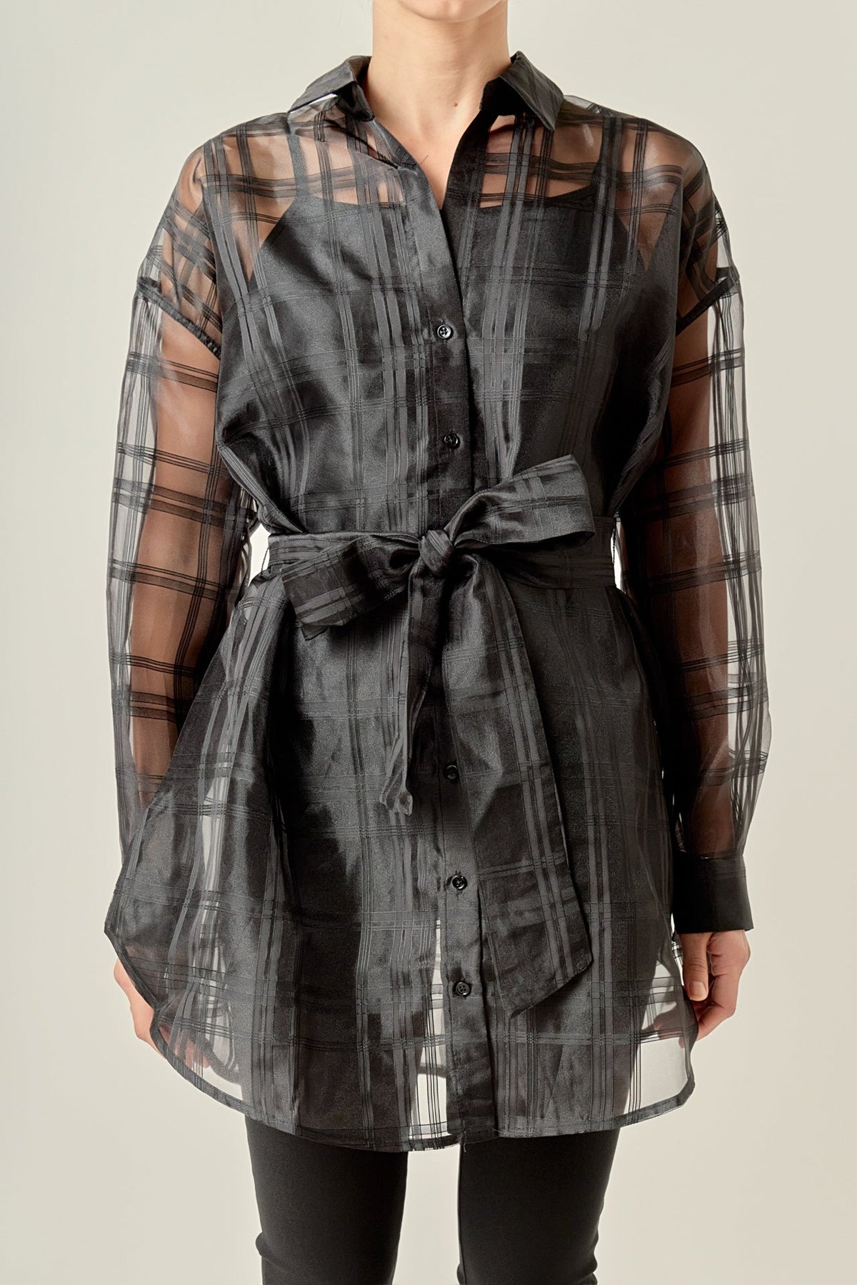 Check Organza Long Shirt