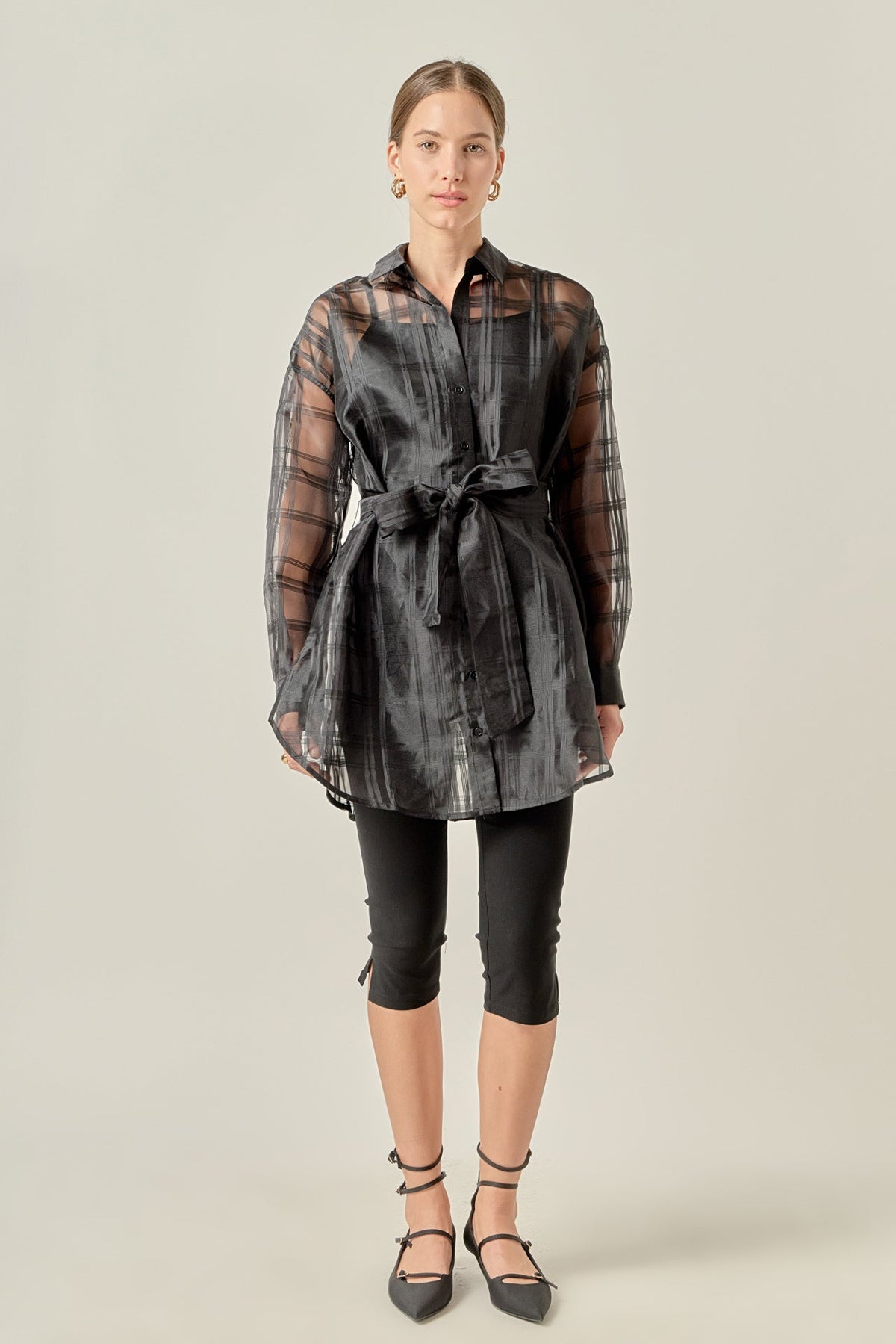 Check Organza Long Shirt