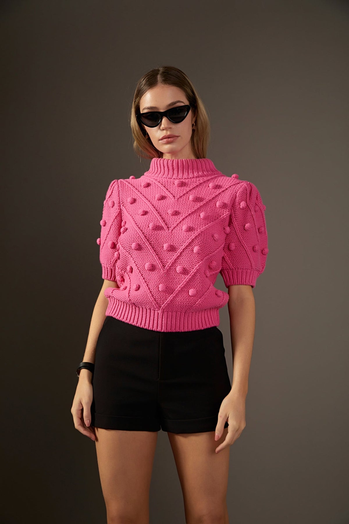 Pom Pom Puff Sleeve Sweater