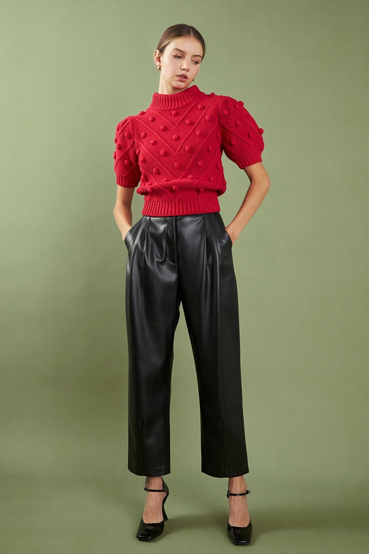 ENGLISH FACTORY - Pom Pom Puff Sleeve Sweater - SWEATERS & KNITS available at Objectrare