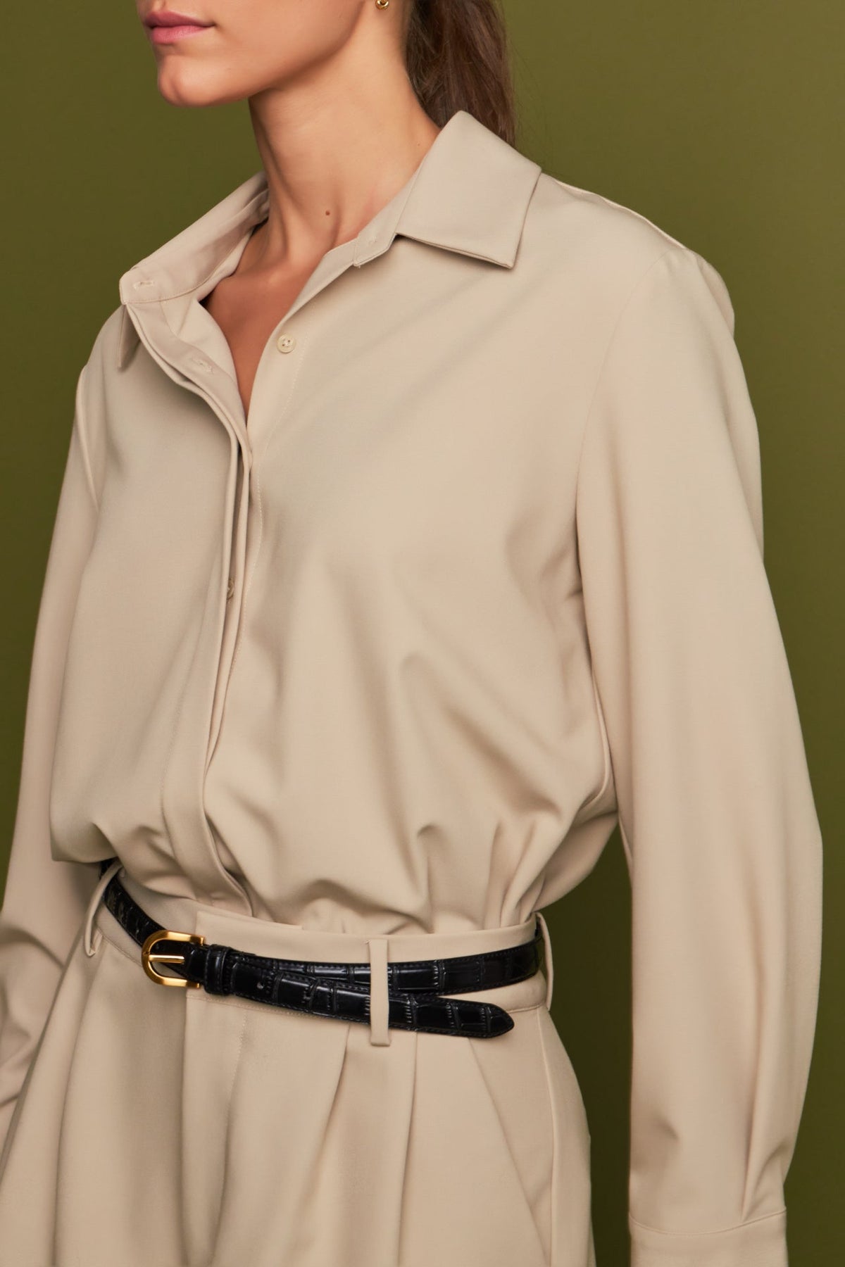 ENGLISH FACTORY - Long Sleeve Collared Romper - ROMPERS available at Objectrare