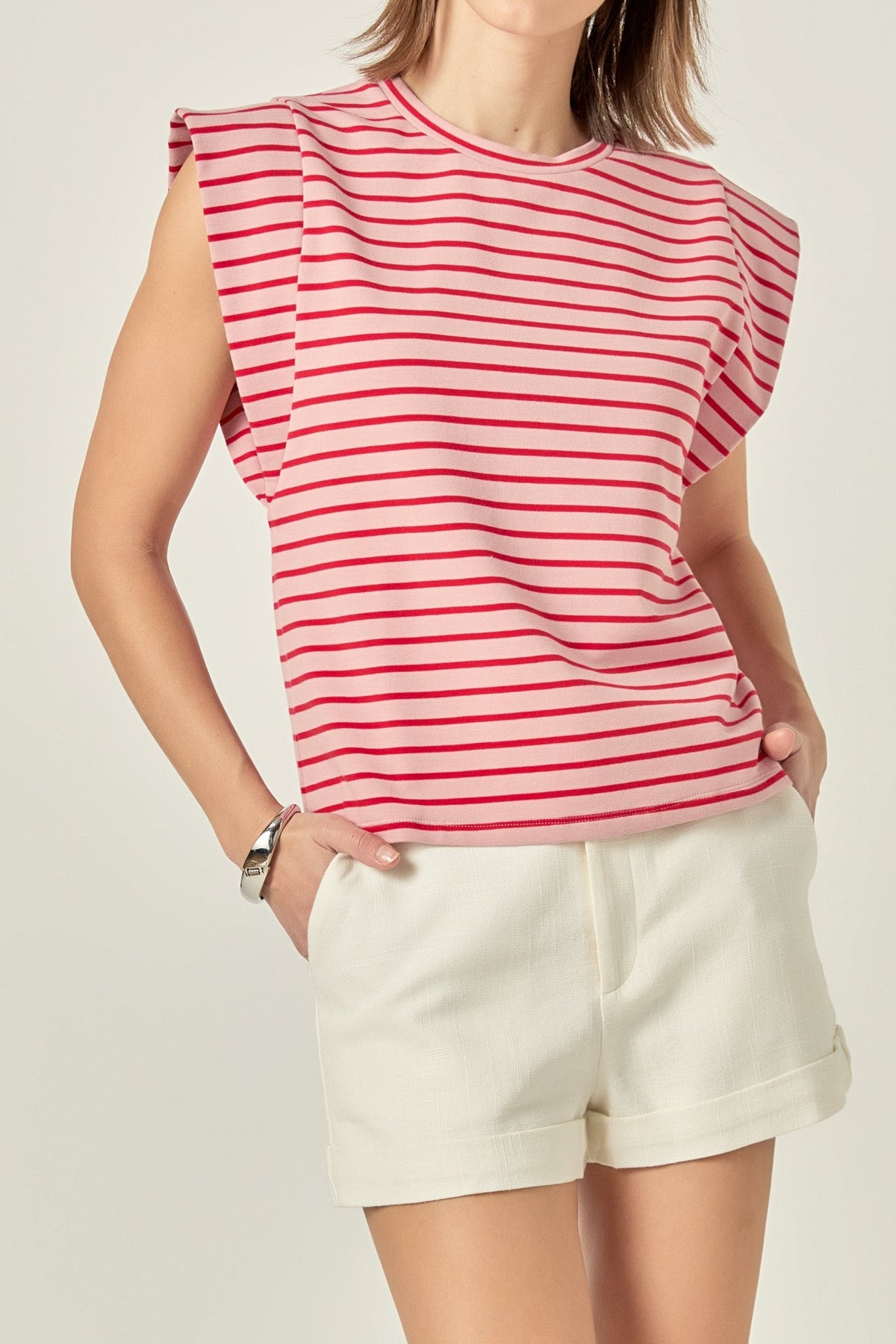 Stripe Sleeveless T-shirt