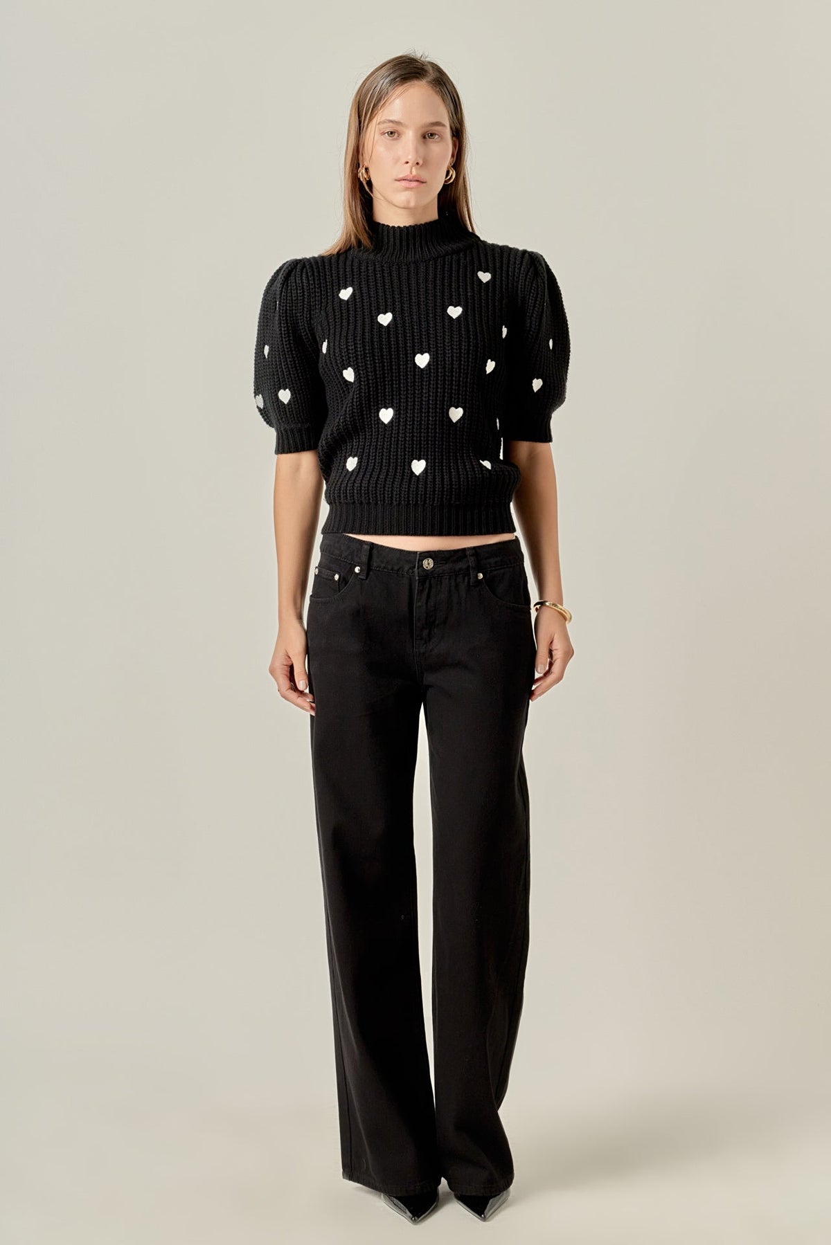 ENGLISH FACTORY - Embroidered Heart Sweater - SWEATERS & KNITS available at Objectrare