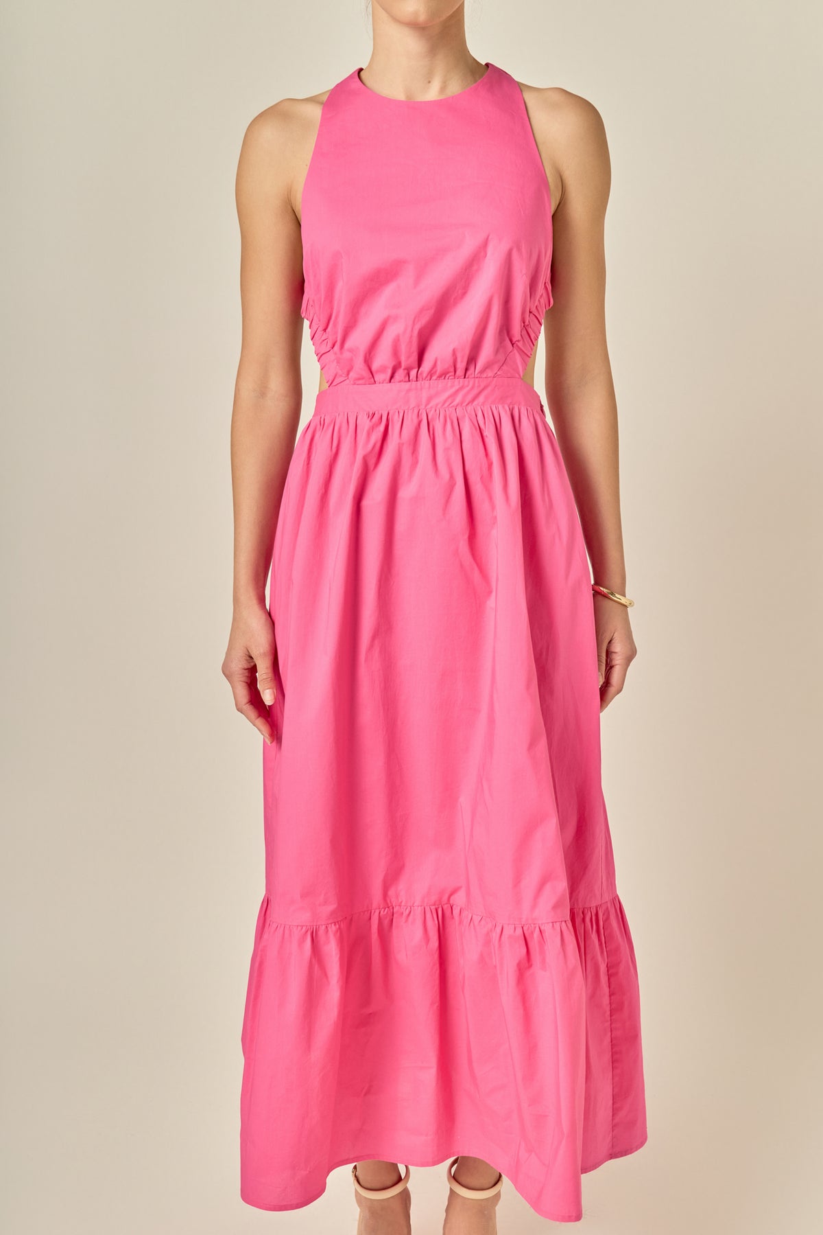 Elastic Detail Sleeveless Dress