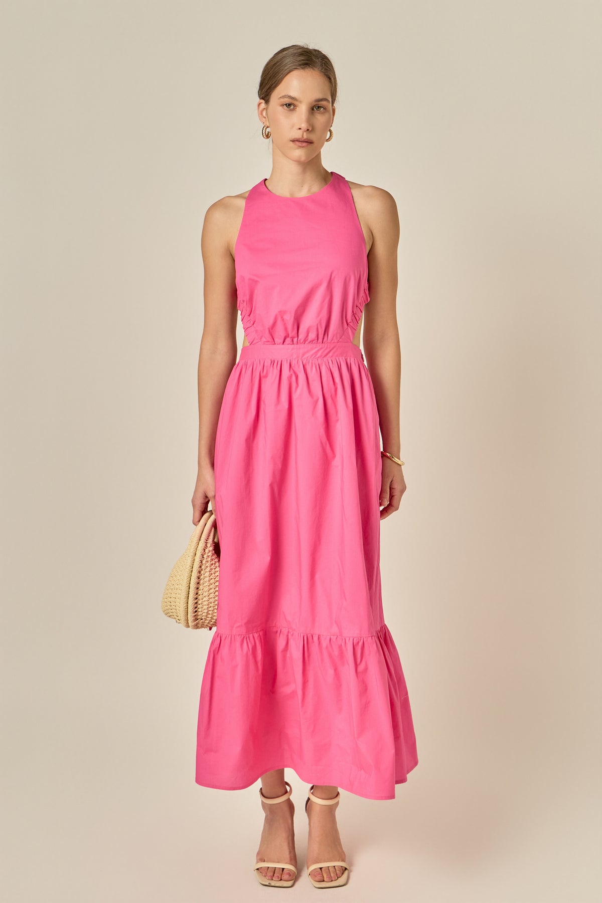 Elastic Detail Sleeveless Dress