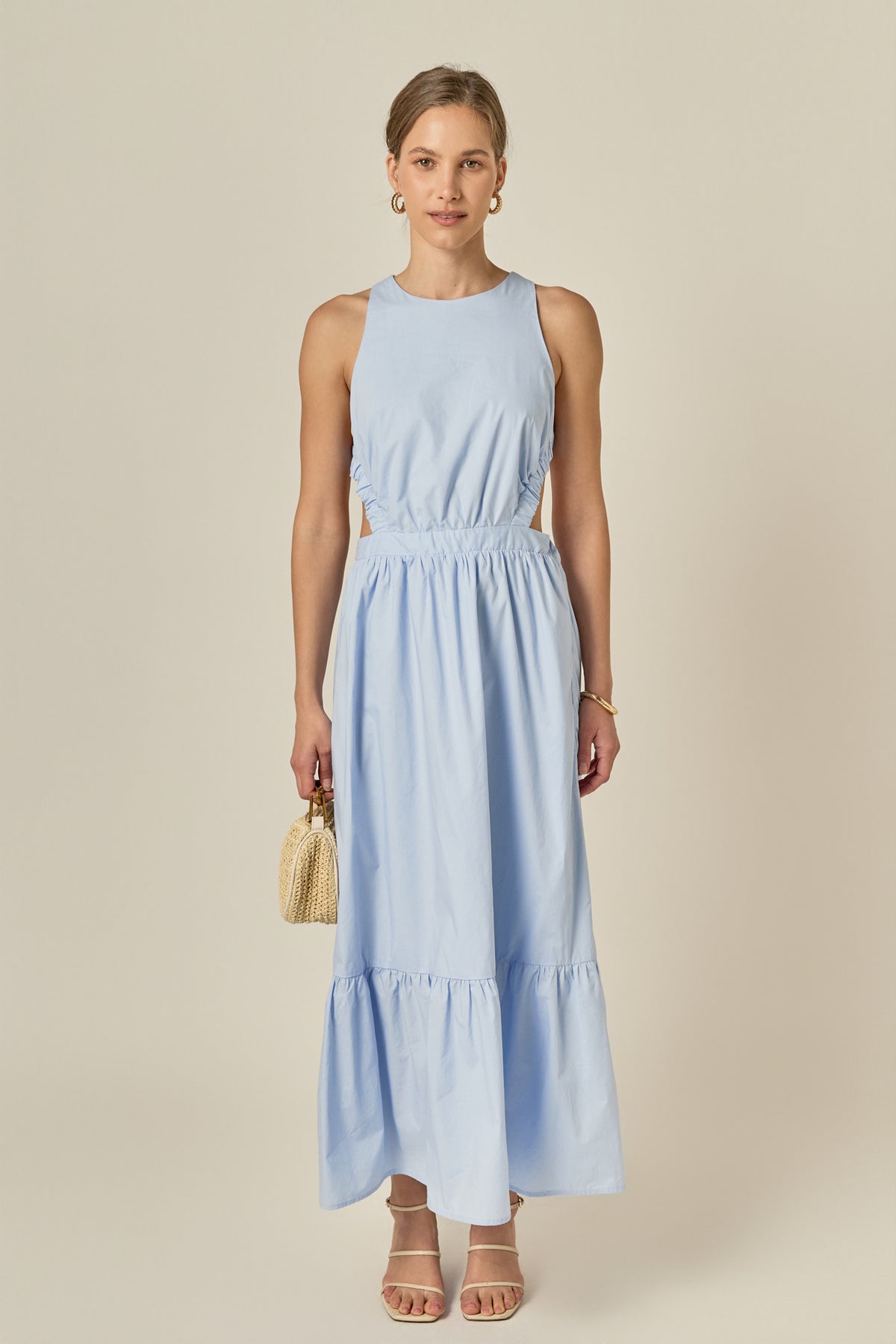 Elastic Detail Sleeveless Dress