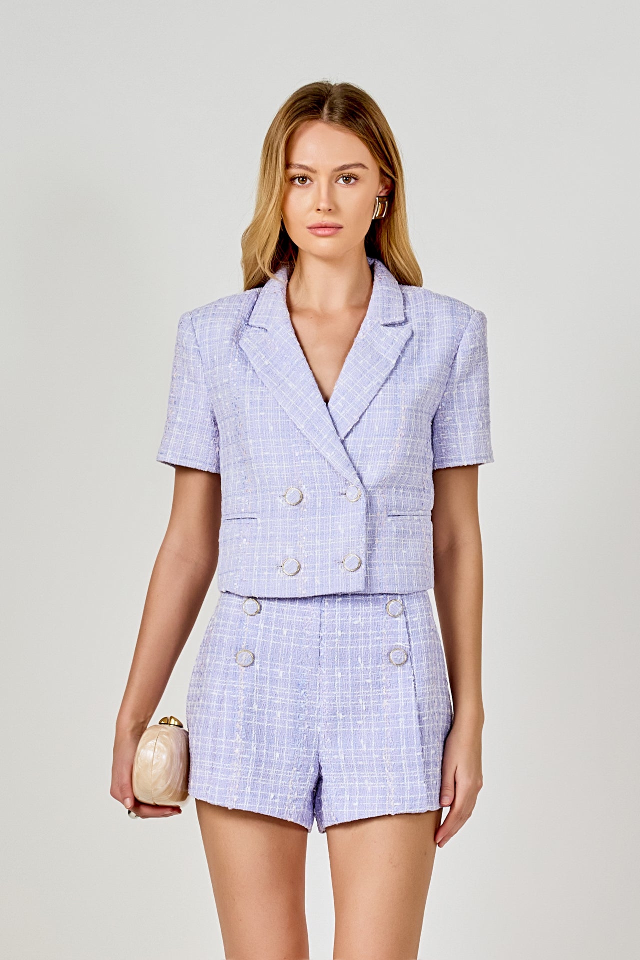 High Waist Tweed Shorts