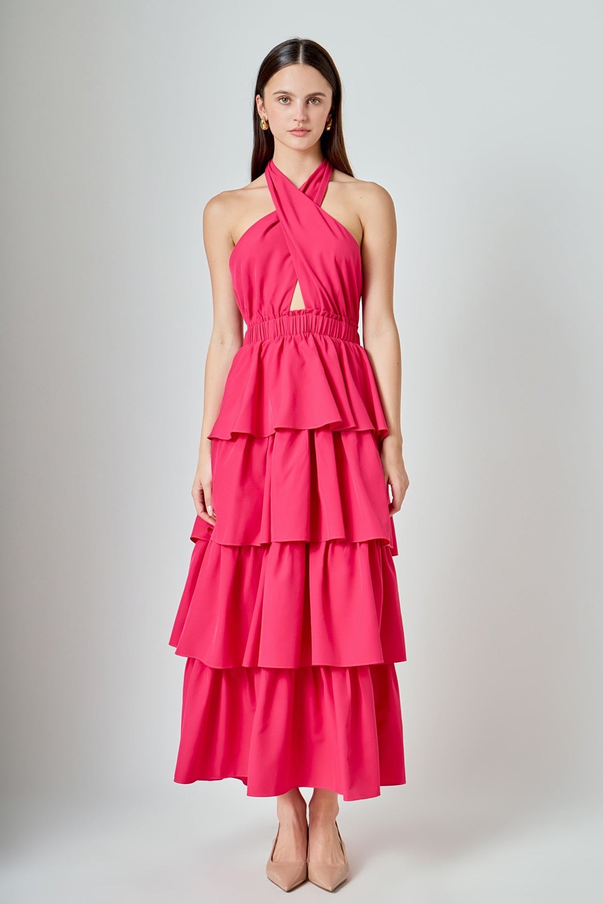 ENDLESS ROSE - Criss Cross Halter Maxi Dress - DRESSES available at Objectrare