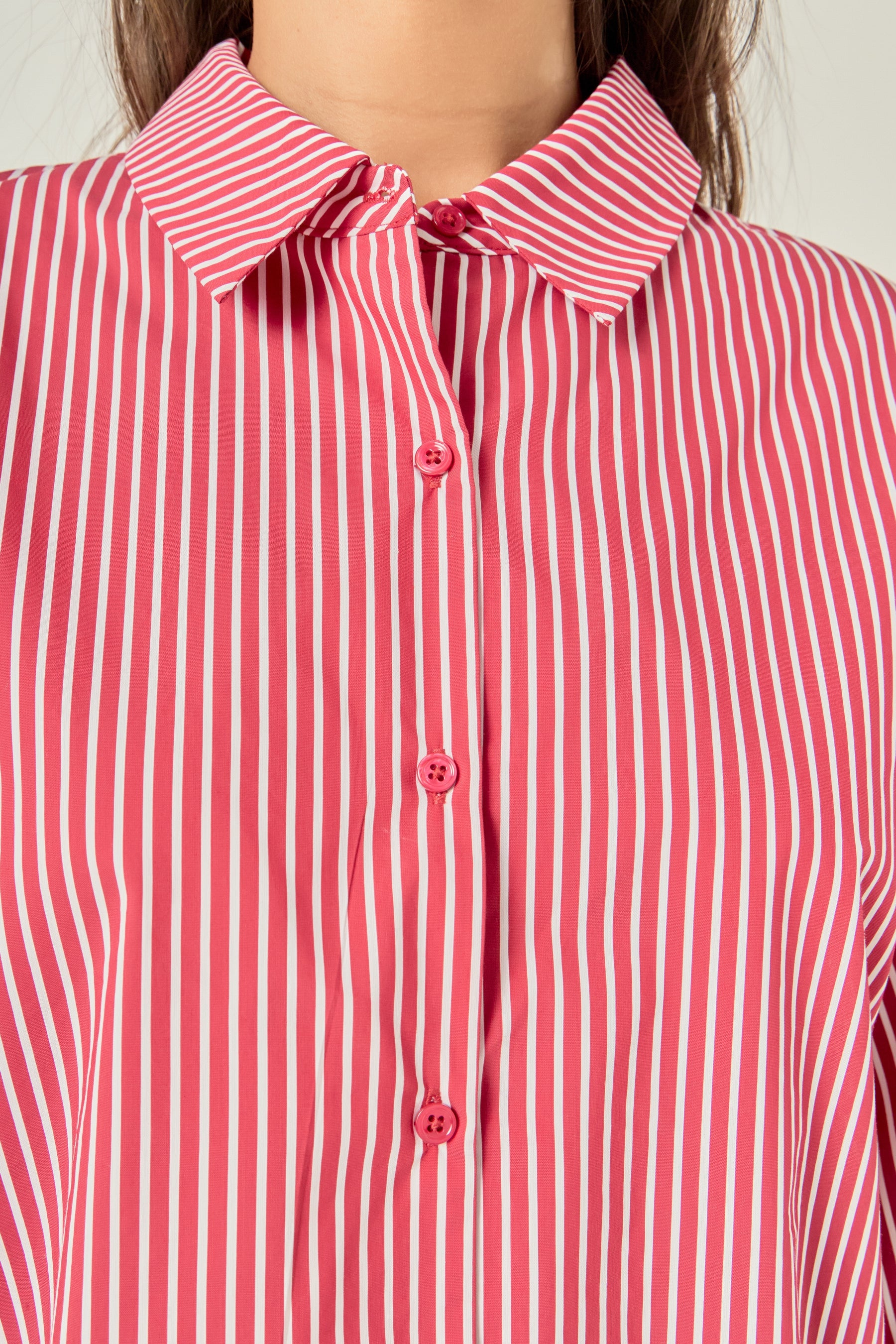 Striped Button-Up Puff Sleeve Shirt