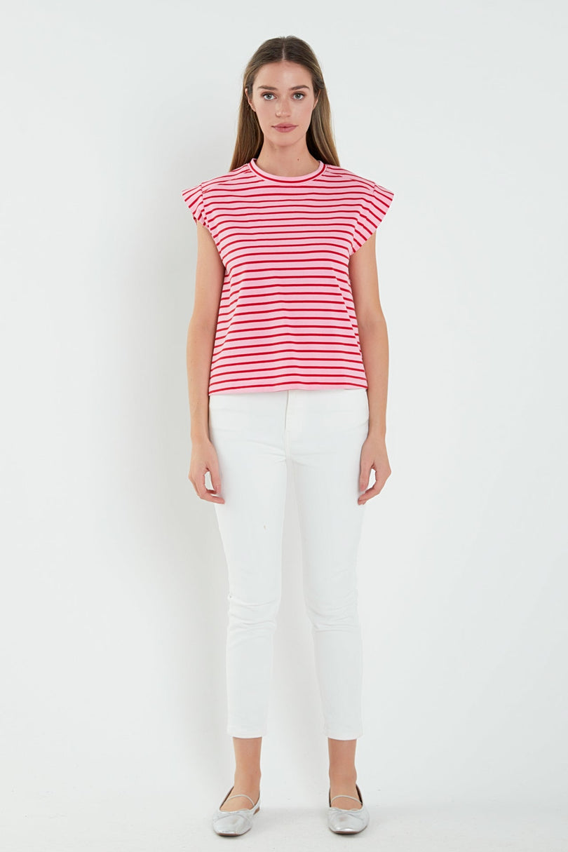 ENGLISH FACTORY - Stripe Rib Cotton T-shirt - T-SHIRTS available at Objectrare