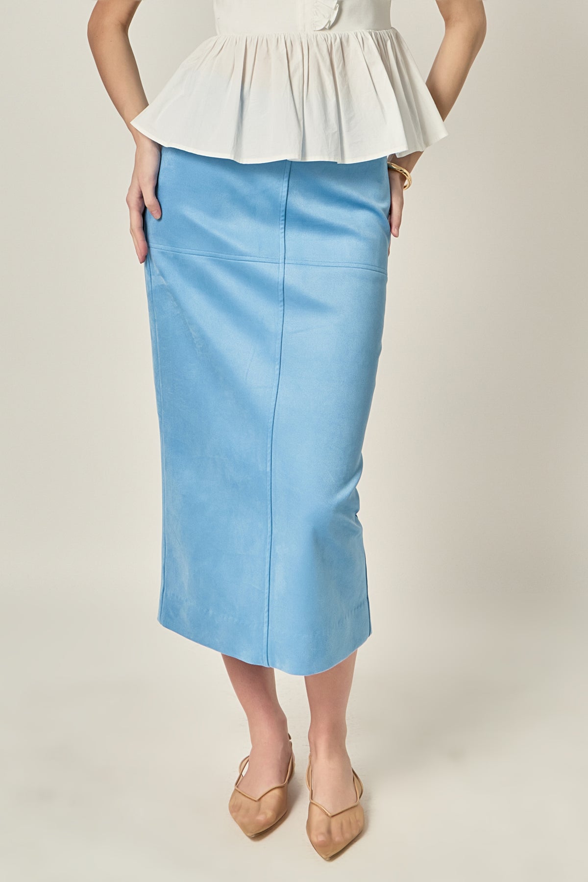 Faux Suede Midi Skirt