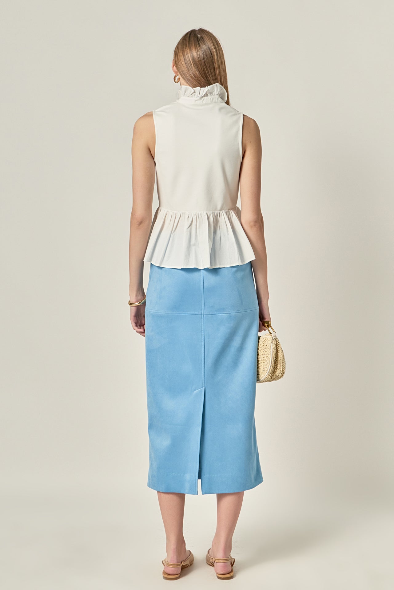 Faux Suede Midi Skirt