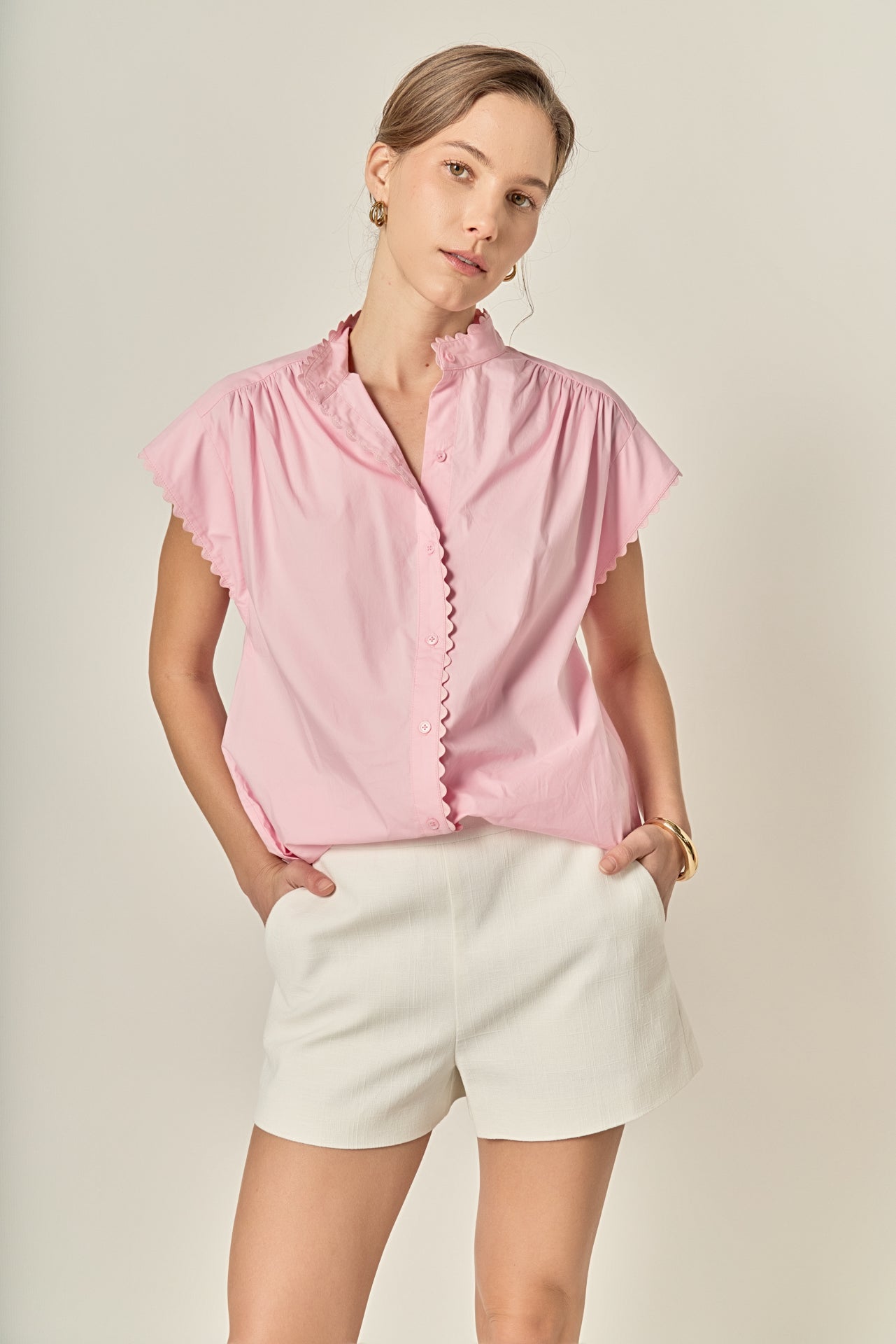 Scallop Trim Ric Rac Short Sleeve Shirt