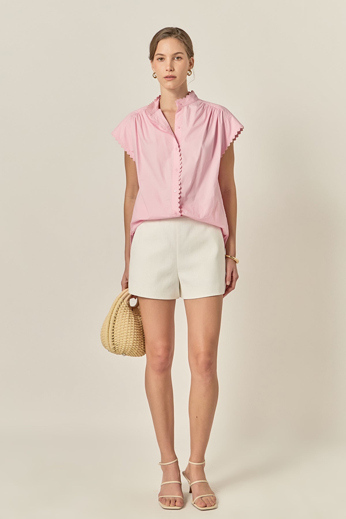 Scallop Trim Ric Rac Short Sleeve Shirt