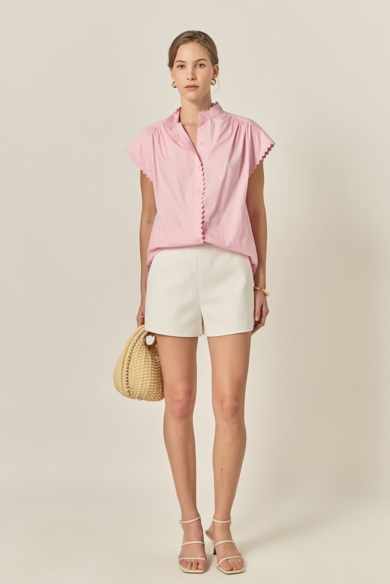 Scallop Trim Ric Rac Short Sleeve Shirt