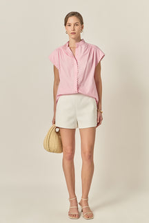 Scallop Trim Ric Rac Short Sleeve Shirt