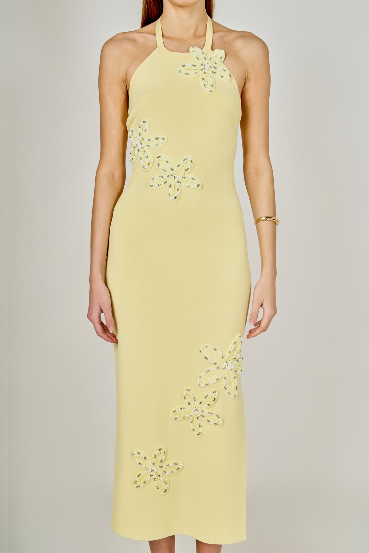 Flower Detail Halter Maxi Dress